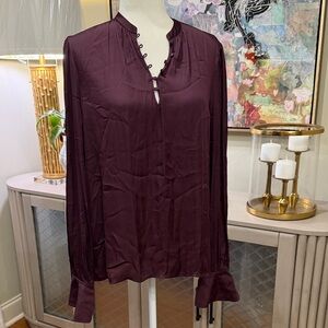 Paige Silky Elegant Plum Blouse Large